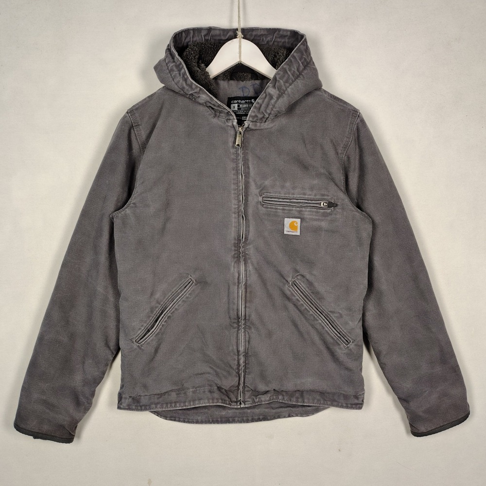 Carhartt Relaxed Fit Sherpa Lined Hooded Jacket Gray OJ4392-M Mens Small